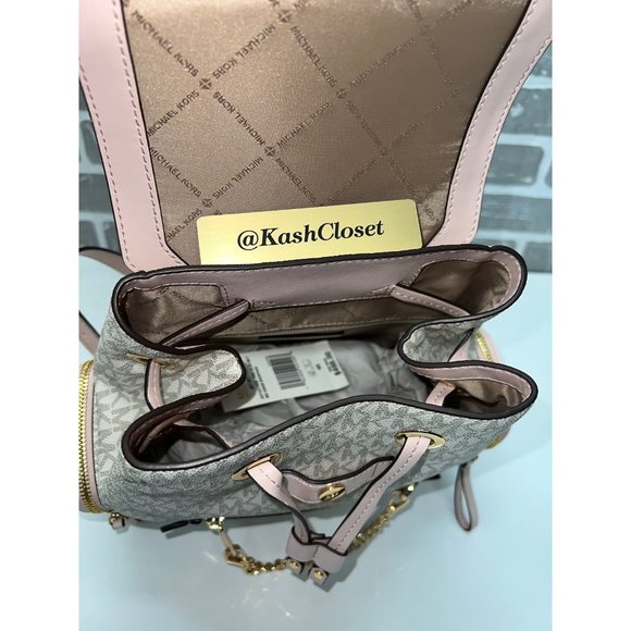 Michael Kors MK Jet Set Item Medium Chain Backpack -Powder Blush Multi - Picture 7 of 12